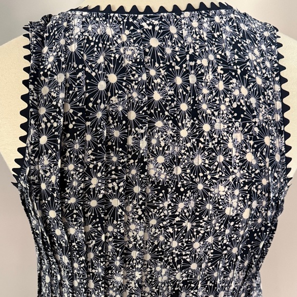 Navy and White Print Silk Tank Dress - Picture 5 of 9